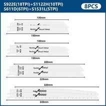 CMCP 8pcs T-Shank Jig Saw Blade Jigsaw HCS Steel Reciprocating for Wood Cutting Tool, [01] 8pcs Set