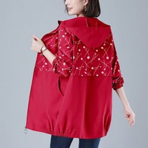 빅사이즈원피스 77 88 99 4XL-5XL 플러스 사이즈 6 인쇄 윈드 브레이커 여성 39 패션 봄 가을 느슨한 포켓 후드 자켓 캐주얼 여성 지퍼 아웃웨어