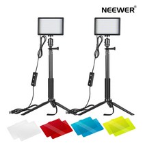 NEEWER 5600K USB LED비디오 찰영 조명 세트 조절 가능한 스텐드 삼각대와 컬러 필터가 포함