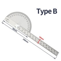 180도 각도기 금속 각도 측정기 각도계 각도 눈금자 스테인레스 스틸 목공 도구 로타리 측정 눈금자 100150, 각도기 유형 B
