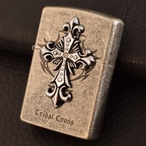 휴대폰거치대 스탠드Zorro-황동 등유 가솔린 라이터 크리에이티브 방풍 스티커 십자가 오래된 실버 밀봉, 02 Z9838A