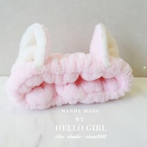러블리 입체 고양이 귀끈 헤어밴드 세안 헤어밴드 화장팩 헤어커버 모발테일을 팝니다, 핑크