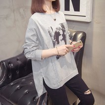 골지셔츠 가을 풀오버 후드 패치워크 빅사이즈 와이드 루즈핏 뱃살커버 이너 맨투맨 상의 여성 2991648135