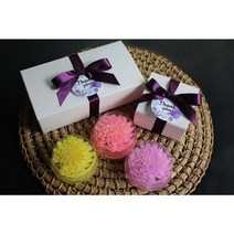 국화 조문답례품 조의 장례식 천연비누선물세트 2구, 2구원형, 노랑+분홍, 보라