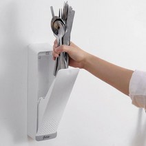 부착 물빠짐 수저통 숟가락 젓가락 모던 수납함, 화이트