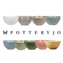 포터리조 데이지 릴리프 패턴 웨어 디저트 볼 플레이트 9컬러 유광 그릇, Soft Grey(소프트 그레이), 원형 볼 그릇