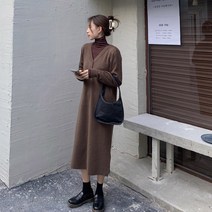 WTTM 단추 브이넥 롱 니트원피스 스웨터 버튼 겨울원피스 가을 원피스