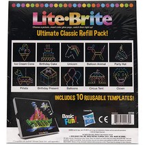 기본 Fun Lite Brite Ultimate Classic Refill Pack Celebration 테마 10 재사용 가능한 템플릿 Amazon 독점, 상세페이지 참조