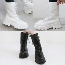 벨루치슈즈 여성 심플 베이직 키높이 5cm 가볍고 발편한 통굽 레이스업 워커부츠