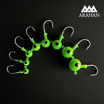 아라한마켓 왕눈이 지그헤드 벌크 대용량 야광, 1/2 oz(14 g) 1/0호-15개