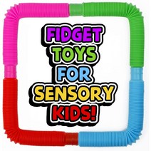 BunMo 피젯토이 팝 튜브 감각 운동 학습 완구 4PCS Pop Tubes Sensory Toys Fidget Toys for Sensory Kids and Learning, 퍼플+레드+그린+블루