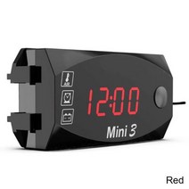 오토바이용품 오토바이부품 3 In 1 범용 오토바이 전자 시계 온도계 전압계 12V IP67 방수 방진 LED 디지털 디스플레이, 빨간
