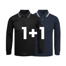 1+1 나인앤나인 봄 가을 춘추복 기능성 쿨론 단추 카라 긴팔티셔츠(2장세트)