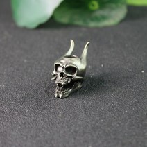 견고한 고딕 악마 사탄 염소 뿔 해골 황동 칼 비즈 DIY 파라코드 매력 액세서리 펑크 남자 야외 EDC 도구, 02 white brass