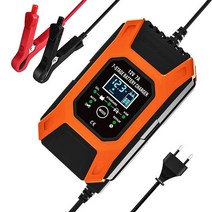 12V 7A 7 단계 배터리 충전기 리드 젤 STD AGM 자동차 바이크 오토바이 펄스 유지 보수 및 Desulfator, 01 Orange EU Plug