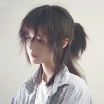남성가발 남자 부분 통 장발 가발 사무라이 머리 단발 망홍 반묶음 늑대 꼬리 일본계 숭어 자연 학생 멋쟁이 풀오버, 22 자연흑+빅 케어 5종 세트