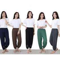 시원한 아사면 항아리 자수바지 썸머바지 몸빼 밴딩 바지