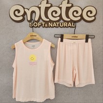 앙떼떼 NC경산점 [체크모달 나시세트] 부드러운소재 텐셀모달원단 나시내복 민소매잠옷 여름실내복 핑크