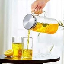 내열유리 냉장고 물병 카페 물통 2종 1L 1.3L 대용량 위생 스테인레스 뚜껑, 1300ml