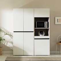 [★2만원 추가할인중!]장인가구 스페이스 광폭 1400 광파오븐 렌지대 주방수납장, 크림화이트