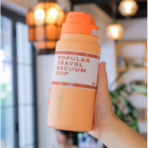 Tormays 스텐 빨대텀블러 대용량 보온보냉병, 650ml, 오렌지