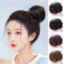 여성 올림머리끈 가발 곱창 밴드 스크런치 헤어 머리카락 똥머리 머리끈, 생머리, 블랙, 1개