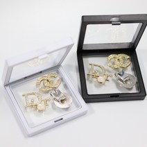 [더블이글] (선물용) 큐빅 블링블링 골프볼마커 2개 + 자석모자클립 세트, 블랙