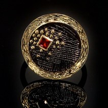 이탈리아 보석 독특한 디자인 레트로 두 톤 블랙 골드 여성을위한 반지를 채웠다 고딕 CZ 결혼