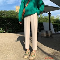 모직 바지 여성 흰색 바지 여성 가을 및 겨울 슬림 조커 캐주얼 정장 바지 작은 발 무 바지 바지