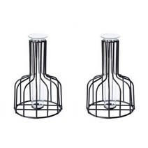 커들리 라인 철제 프레임 화병 2p 세트, 블랙