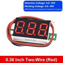 0.36 인치 0.36 디지털 전압계 레드 그린 블루 DC 0V-100V 3 라인 3 자리 전압 패널 미터 디스플레이 led 컬러 아두이노용, 01 0.36 2Wire Red, 01 0.36 2Wire Red