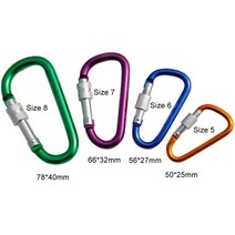 실내암벽등반 클라이밍초크 암벽등반장비 알루미늄 합금 카라비너 D-링 키 체인 클립 캠핑 링 스냅 후크, 02 4Pcs Size 6