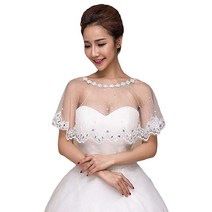 여성용 웨딩 재킷 레이스 신부 볼레로 숄 튤 케이프 신부 들러리 랩 쉬러그 Spj-ivory 1