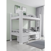 형제자매 2층침대 철제 이층 벙커침대 성인 상하 복층, 1200 이층 화이트  셀프조립 매트리스미포함