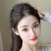 여자 윗머리 빈 정수리 볼륨 채우기 부분가발 앞머리, 12cm, 밝은갈색