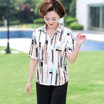 뉴타임즈 중년 여성 반팔 블라우스 N068Z