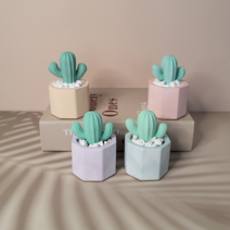 선인장 화분 석고방향제 선물 리필오일 5ml, 엠버, 베이지