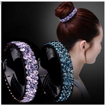 큐빅라운드바나나핀 둥근집게핀 올림머리헤어핀 큐빅머리핀 큐빅올림머리핀 큐빅머리장식 올림머리핀