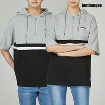 잠뱅이 공용 컬러 블록 넥지퍼 반팔 후드 AJ7WTS47-MG