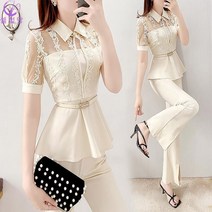 셀럽당 여성용 벨트 세미 정장 투피스 세트