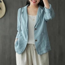 꽃소담 여자 면마 정정자켓 캐주얼 린넨 점퍼 QQA1364