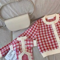 강아지스웨터 비숑 슈나우저 작은반려견 봄가을겨울 겨울가디건, S(권장 체중 3~5kg), 빨간체크
