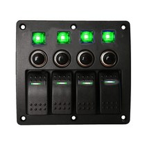 레드 블루 그린 4/6 갱 LED 로커 스위치 패널 자동차 토글 DC 12V 보트 해양 RV 캠핑 트레일러, 03 Green 4 Gang