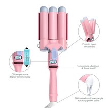 봉고데기 자동 헤어 컬링 매직기 Ihongsen LCD 컬링 아이언 세라믹 모델링 도구 아이론 전기 헤어 컬러 롤, 04 Pink32mm_03 UK