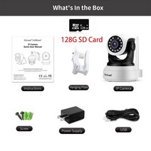 CCTV Sricam-SP017 HD 3.0MP IP 카메라 4X 줌 미니 무선 스마트 홈 CCTV 모바일 원격 360 ° 보기 실내, 04 Camera 128G Card_03 AU 플러그