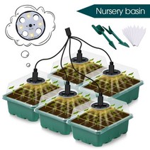 수경재배기 가정용 led 4단 식물등 수경재배 식물 조명 정원 파종 스타터 트레이 키트 with Grow Light 온실 성장 시스템 보육 종자 germinator 12 box, a-6pots