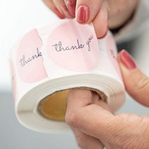 상품포장 배송 Thank You 감사 선물 답례 스마일 도무송 스티커 핑크