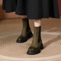 여성슬링백힐 1cm 3cm 5cm 7cm패션 첼시 부츠 라운드 토 플랫폼 스퀘어 미드 힐 숙녀 발목 오피스 레이디