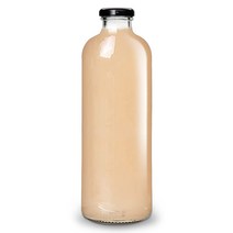 MIR 유리병 일자 주스병 1000ml 카페 쥬스 우유 더치 보틀, 철캡 화이트, 1개