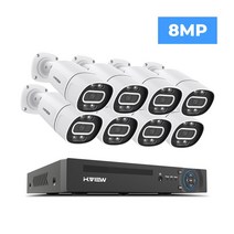 H.View 감시카메라 실외용 고화질 8Ch 5Mp 8Mp 4K cctv카메라 ip카메라 cctv키트 비디오 무선, 03 8MP 8PCS Camera_03 4T